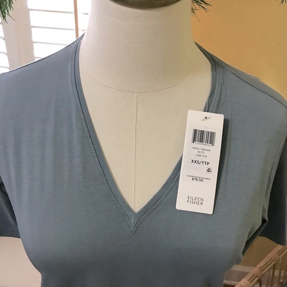 Eileen Fisher NWT Organic Cotton V-neck Top - Picture 5 of 5